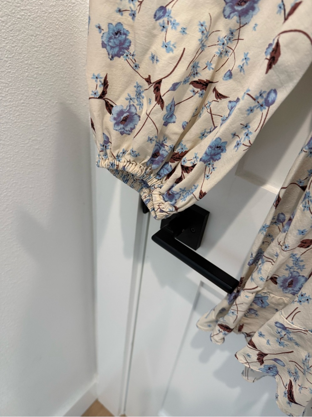 Free People Cream Mini Dress with Blue Floral Print - Picture 4 of 6